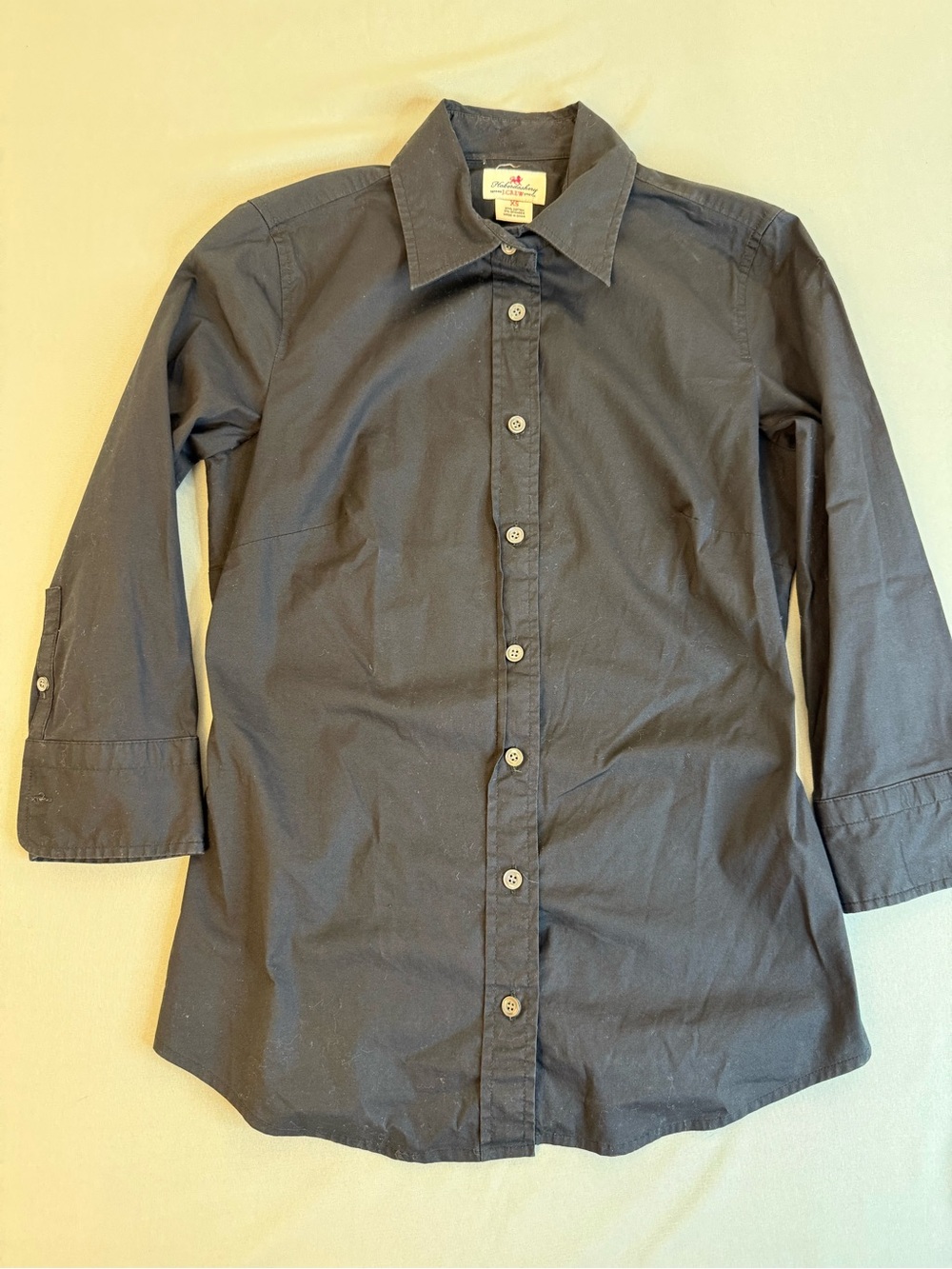 J. Crew Classic Black Button-Down Shirt Size XS J. Crew Haberdashery 3/4 Sleeves